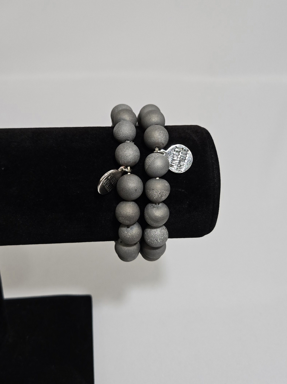 Kinsley Armelle Matte Gray Beaded Stretch Bracelet Set #1078